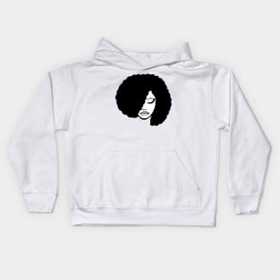 black and white afro art woman simple art Kids Hoodie